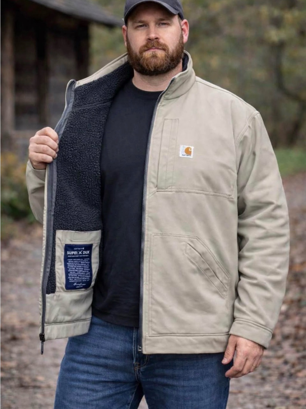 Carhartt Men's Sandstone Beige Sherpa-Lined Field Jacket